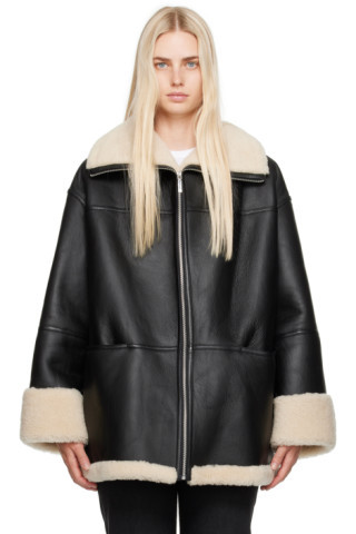 Black Signature Shearling Jacket | SSENSE