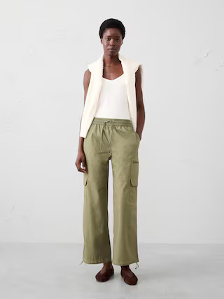 Straight High-Rise Poplin Pull-On Pant | Banana Republic Factory