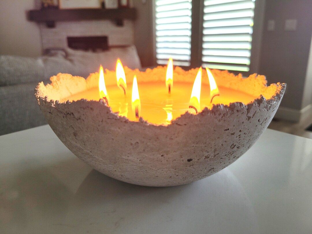 Large 8 inch Custom Handmade Concrete Candle  | Centerpiece Candle | Round Candle |Scented Candle... | Etsy (US)