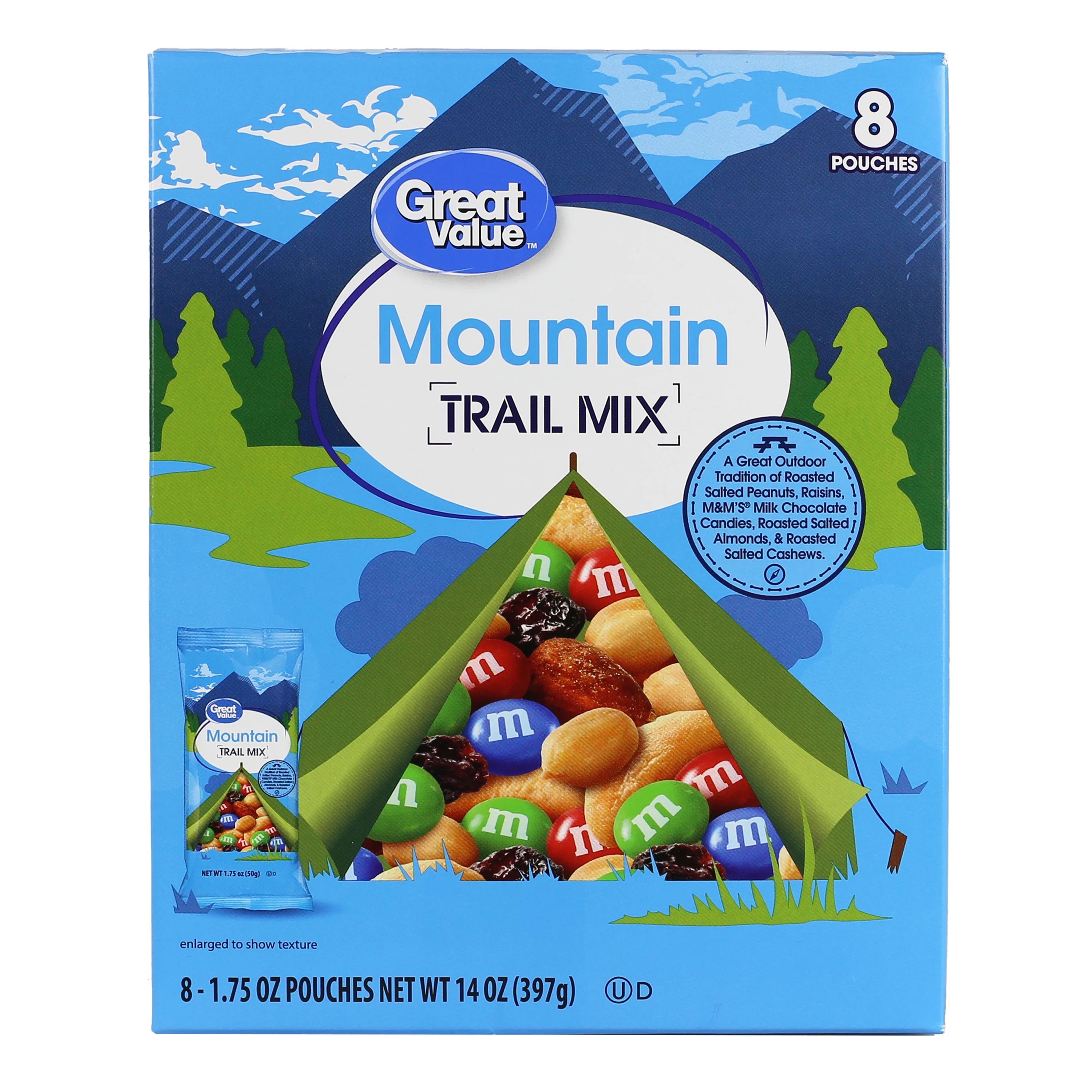 Great Value Mountain Trail Mix, 1.75 oz, 8 Count - Walmart.com | Walmart (US)
