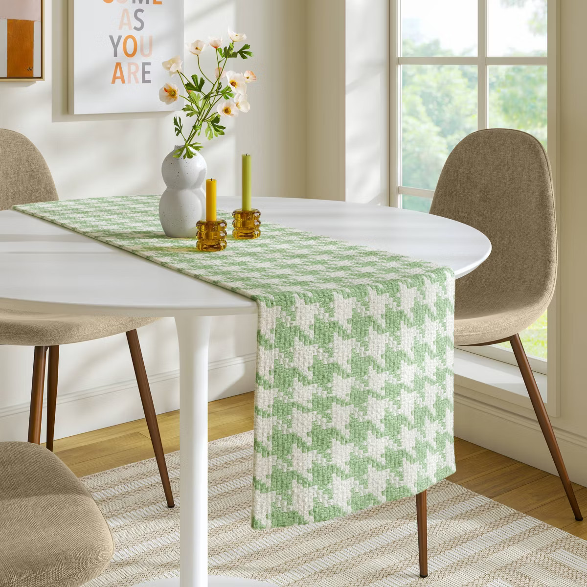 Houndstooth Table Runner Green - Room Essentials™ | Target