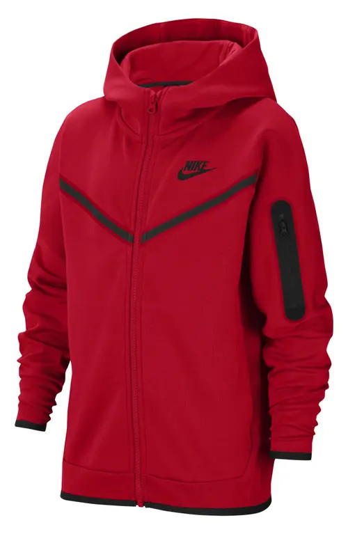 Nike Sportswear Tech Zip Hoodie in University Red/Black at Nordstrom | Nordstrom