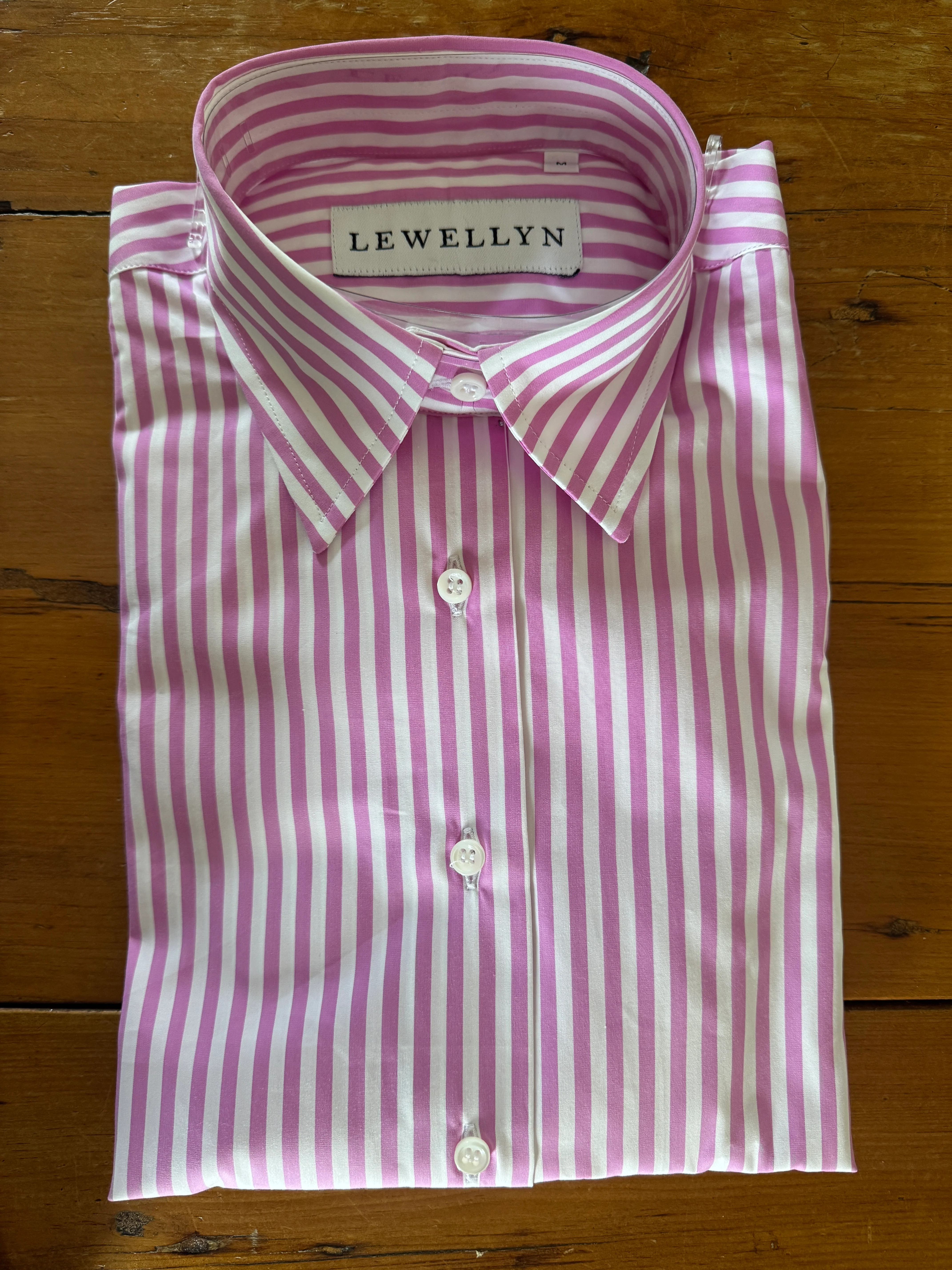The Jackie Button Down in Pink Stripe | Lewellyn