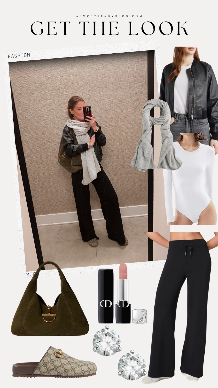 Cozy winter fit 🥰 Small bodysuit / XS jacket (linked two Amazon look-a-likes!) / XS Regular pants 

cozy chic outfit, cashmere wrap, bodysuit, gucci slippers, gucci bag, spanx outfit ideas, amanda west, almost ready blog

#LTKOver40 #LTKPetite #LTKootd