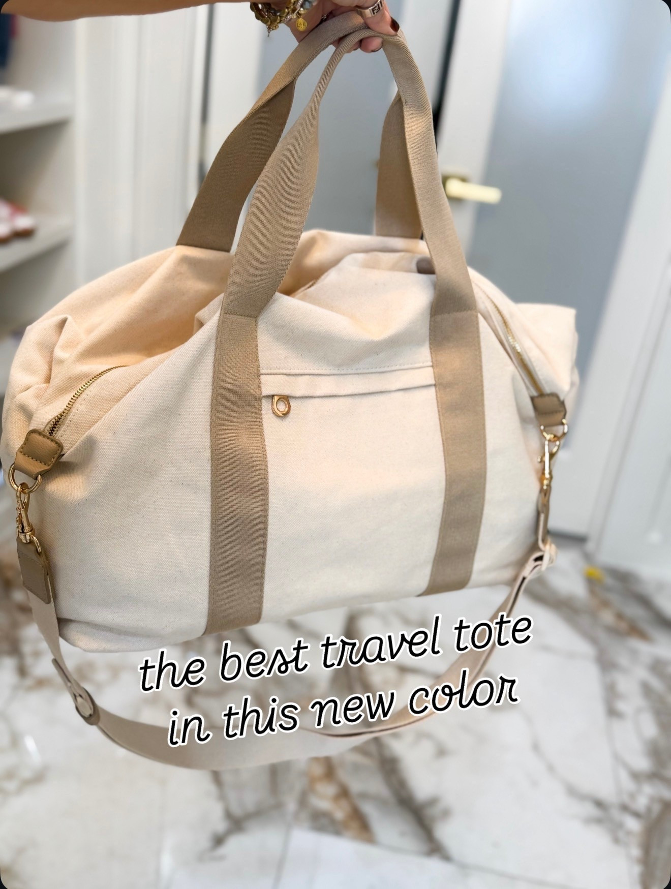 I have this tote in 3 colors and love this new tan color 