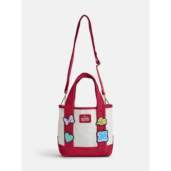 Disney Mickey Mouse Women's Patches Canvas Tote Bag, Red | Walmart (US)