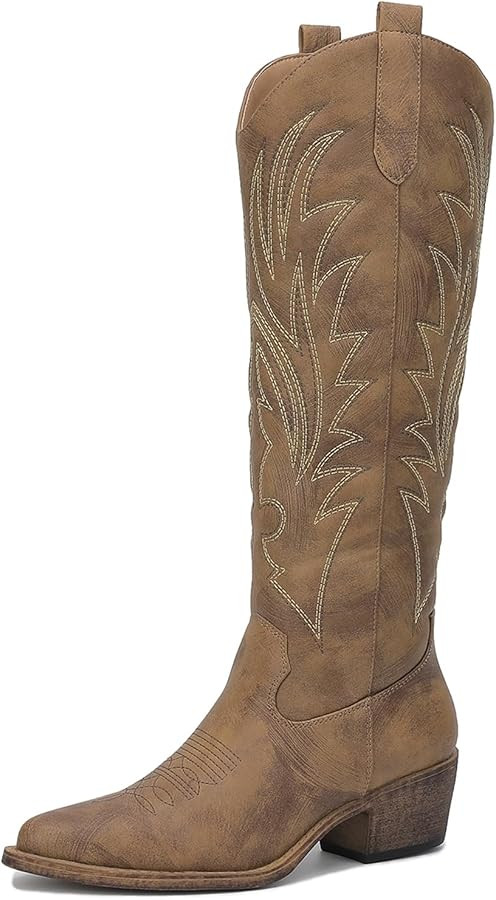GLOBALWIN Women's The Western Cowboy Cowgirl Embroidered Knee High Boots | Amazon (US)