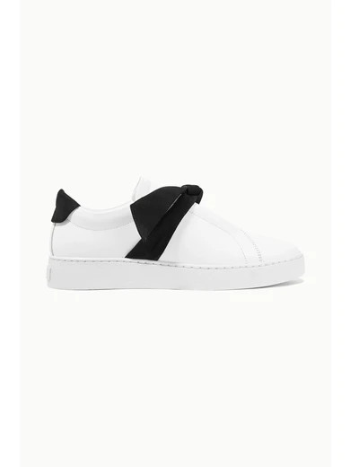 Alexandre Birman - Clarita Bow-embellished Suede-trimmed Leather Slip-on Sneakers - White | NET-A-PORTER (US)