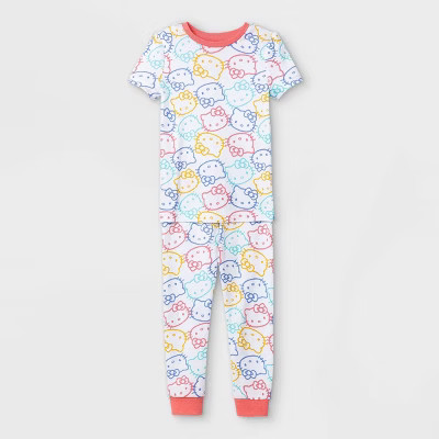 Toddler Girls' 2pc Hello Kitty Short Sleeve Snug Fit Pajama Set - White | Target