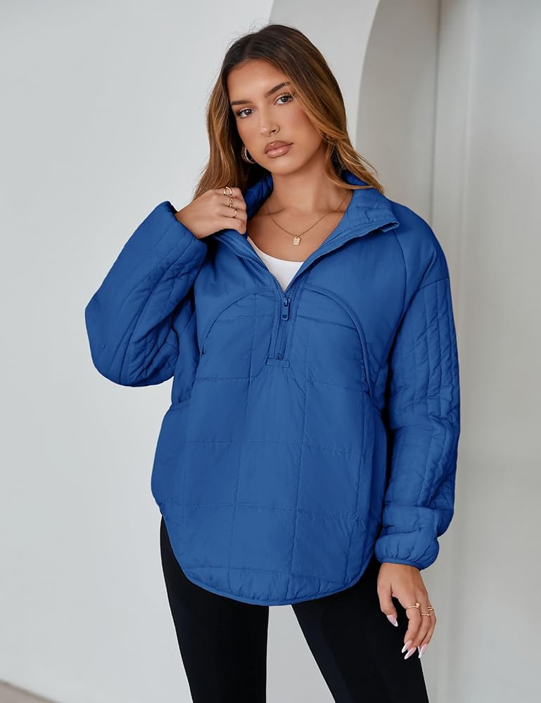 Daacee 2025 Oversized Lightweight Quilted Pullover Jacket for Women Half Zip Up Puffer Jackets Pa... | Amazon (US)