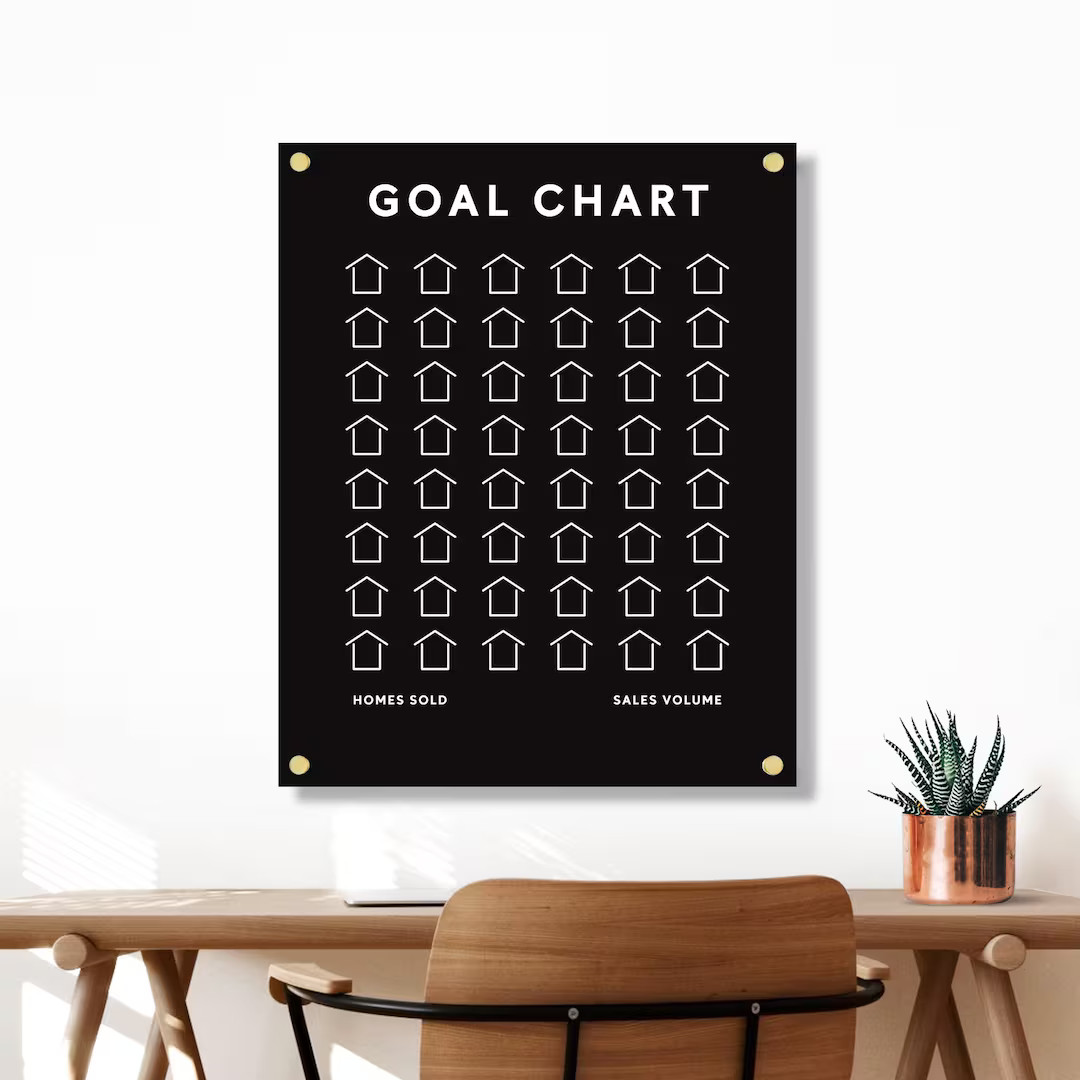 Black Acrylic Real Estate Goal Chart | Sales Tracker With Customizable Features | Floating Acryli... | Etsy (US)