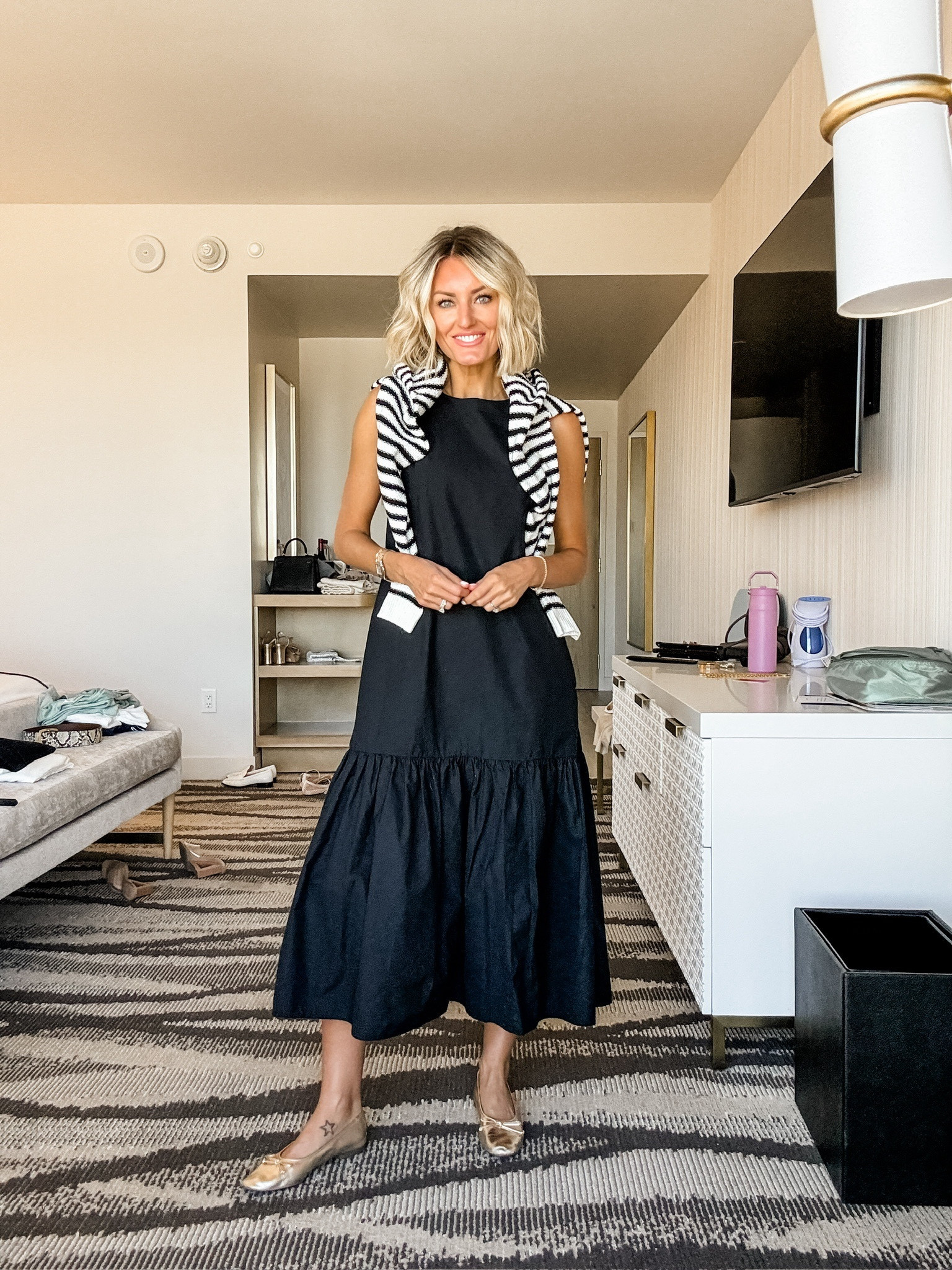 Loved this Vegas look! This drop waist dress and striped cardigan are the perfect pre fall look. Loverly Grey, fall fashion 

#LTKBeauty #LTKStyleTip #LTKSeasonal