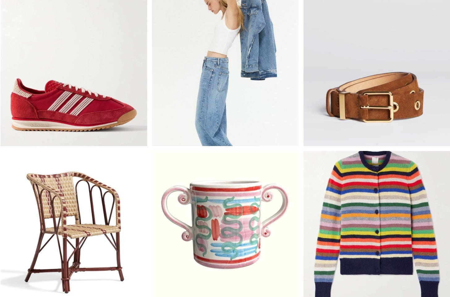 WILLOW’S MARCH LOVES 
Springing forward with colour & comfort!

Top row, left to right

Crochet trimmed shell and suede trainers in the best shade of red! Cannot resist these SL72’s…
Super wide leg comfort in style with H&M, yes please
The perfect studded suede belt to wear on repeat
Loving everything from Oka right now including the Collette garden bistro chair
My mother designed our new Loving Cup - a happy, colourful beauty for Spring flowers at home
Colourful striped cashmere from Suzie Kondi …

#LTKstyletip #LTKgiftguide #LTKhome