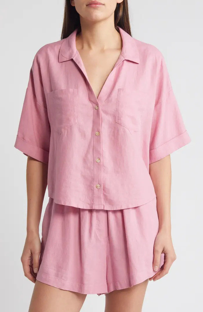 Treasure & Bond Short Sleeve Linen Blend Camp Shirt | Nordstrom | Nordstrom