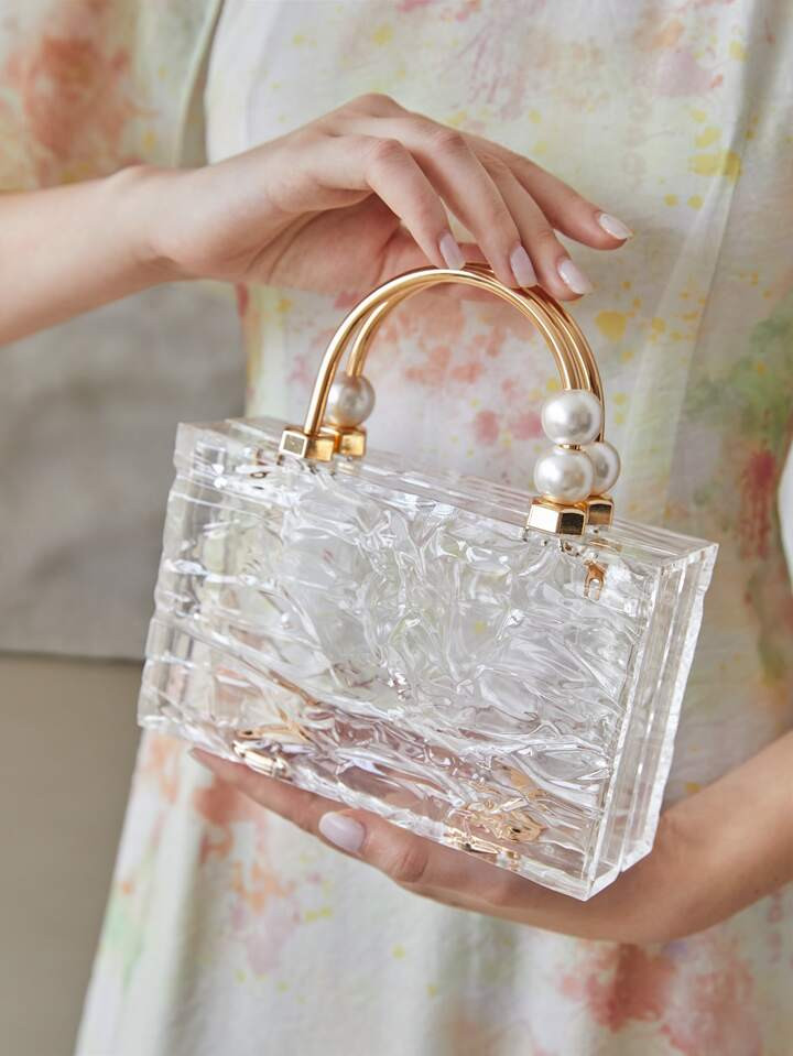 MOTF PREMIUM GLAMOROUS ACRYLIC CLEAR BOX BAG | SHEIN