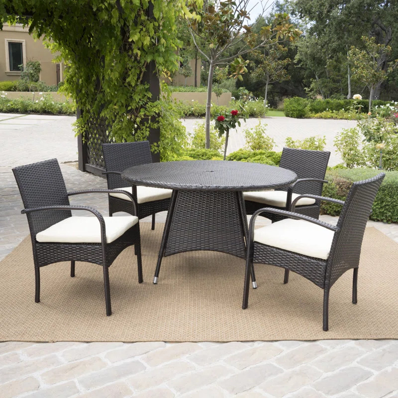 Aonghus Round 4 - Person Outdoor Dining Set with Cushions | Wayfair North America