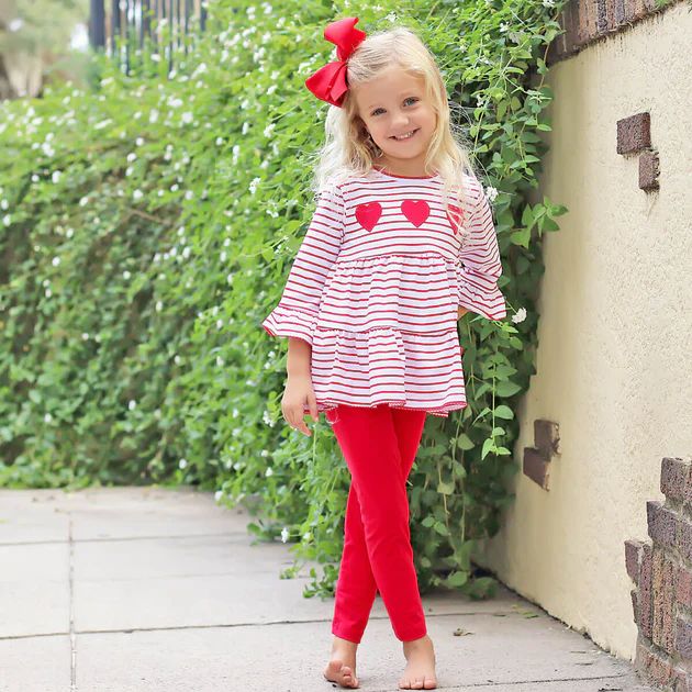 Sweet Valentine Red Stripe Callie Legging Set | Classic Whimsy