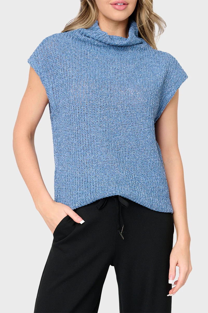 Cap Sleeve Funnel Neck Top | Gibson