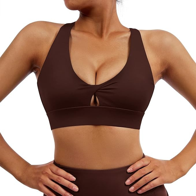DOULAFASS Sports Bras for Women Fitness Cross Back Padded Workout Yoga Bra Tops | Amazon (US)