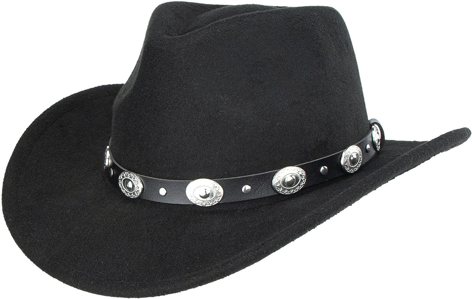 Classic Western-Cowboy-Hat Men Womens Wide Brim Cowgirl Hats Felt Fedora hat (S-M) | Amazon (US)