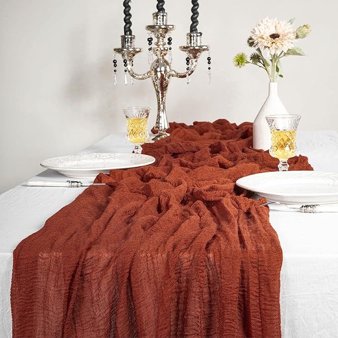 Vitalizart Terracotta Cheesecloth Table Runner 10Ft Cheese Cloth Gauze Tablecloth 35 x 120 Inches... | Amazon (US)