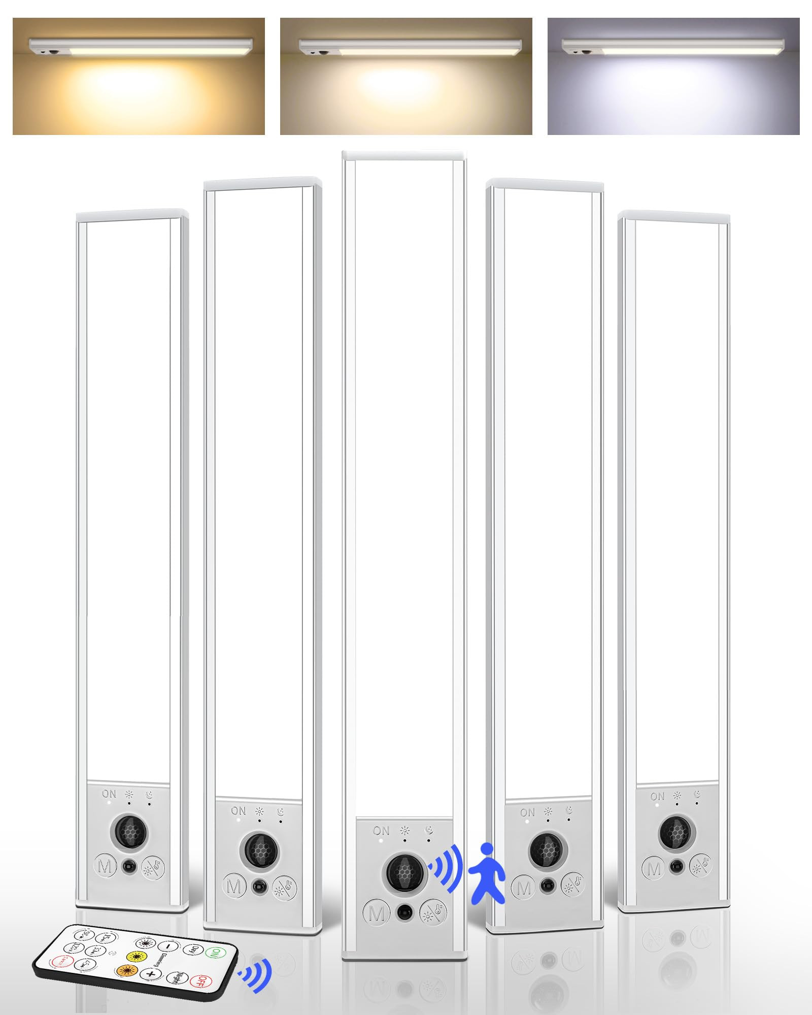 EZVALO 5 Pack Under Cabinet Lighting, 2400mAh Rechargeable Motion Sensor Light, 10inch Magnetic C... | Amazon (US)