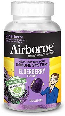 Airborne Elderberry + Vitamins & ZINC Gummies (130 count in a bottle), Gluten-Free Immune Support... | Amazon (US)