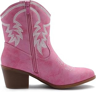 GLOBALWIN Women's Mid Calf The Western Cowboy Boots Fashion Cowgirl Boots For Women Low Heel | Amazon (US)