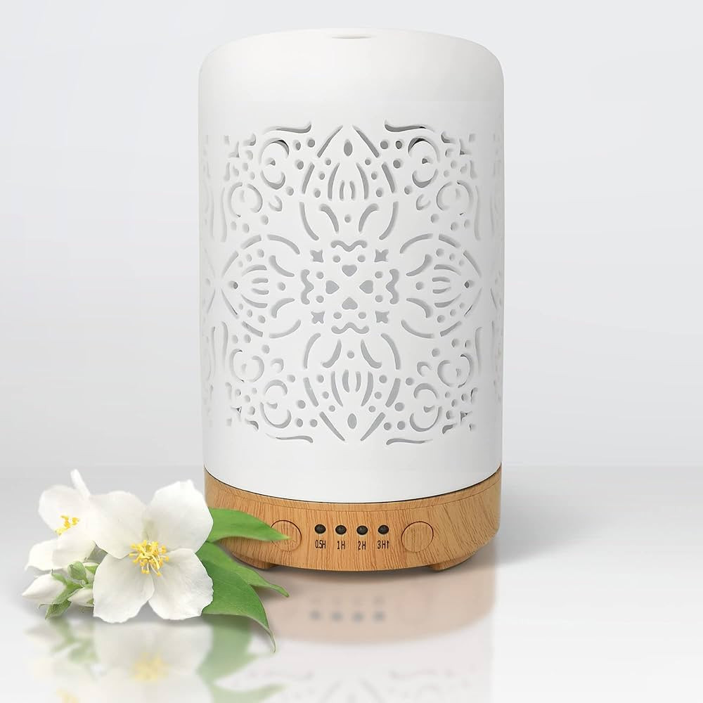 Earnest Living Essential Oil Diffuser White Ceramic Diffuser 100 ml Timers Night Lights and Auto ... | Amazon (US)