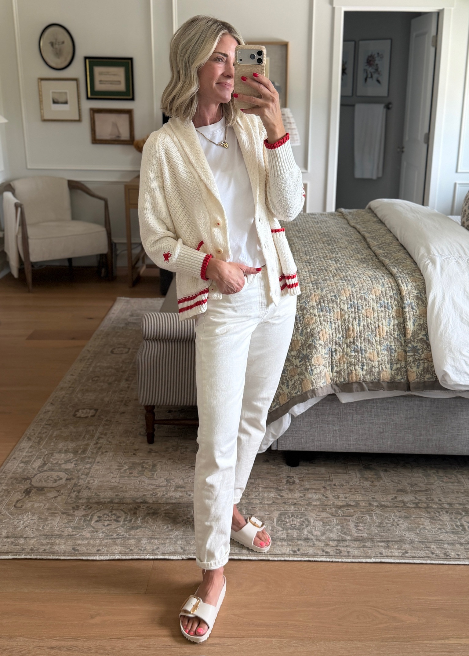 I simply love an americana sweater! The perfect touch to your fourth of july outfit!

summer outfit, cardigan, sandals 

 #LTKgrwm #LTKootd #LTKOver40
