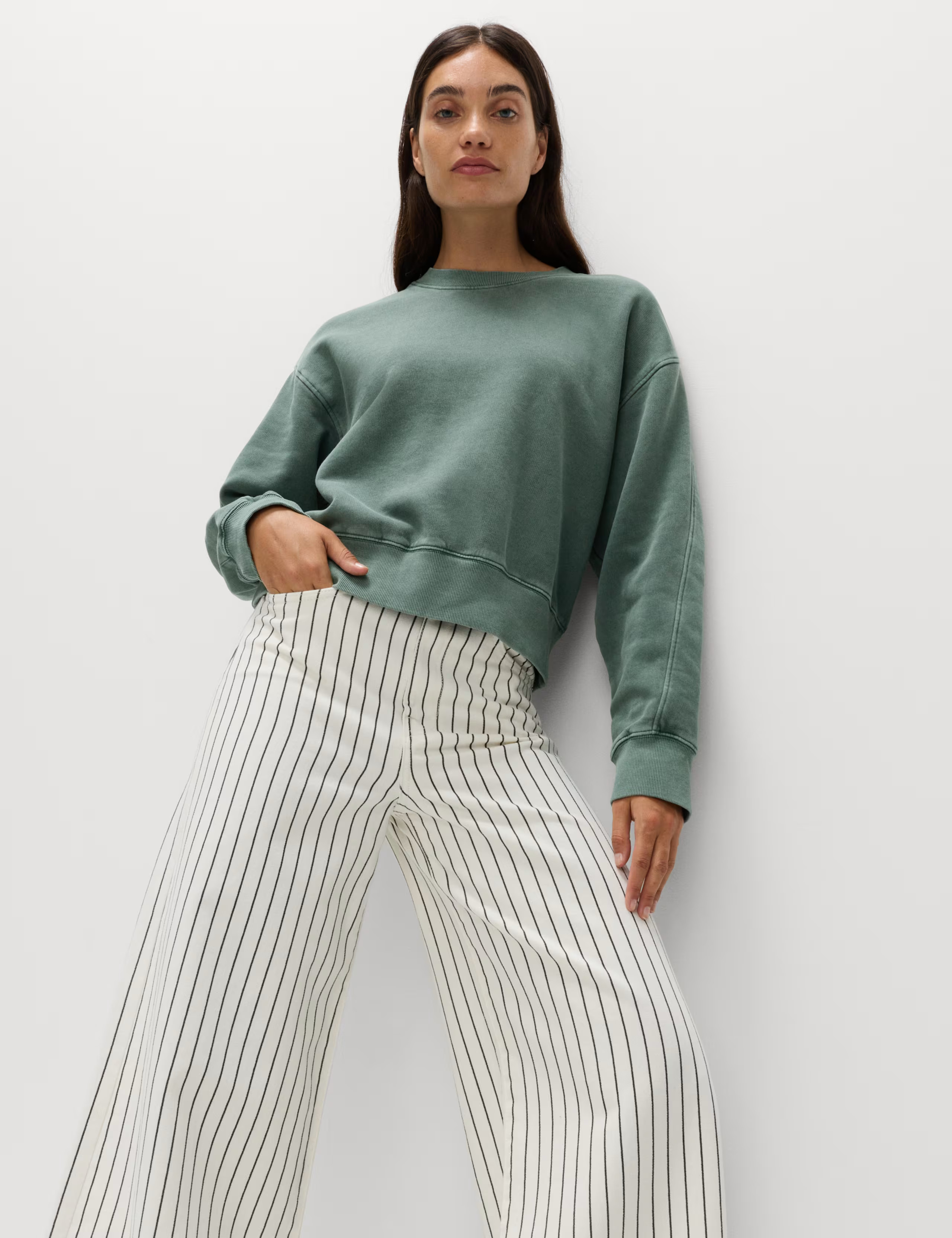 Pure Cotton Garment Dye Cropped Sweatshirt | M&S Collection | M&S | Marks & Spencer (UK)