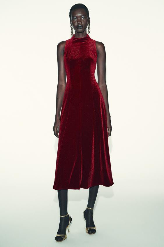 VELVET MIDI DRESS | Zara US