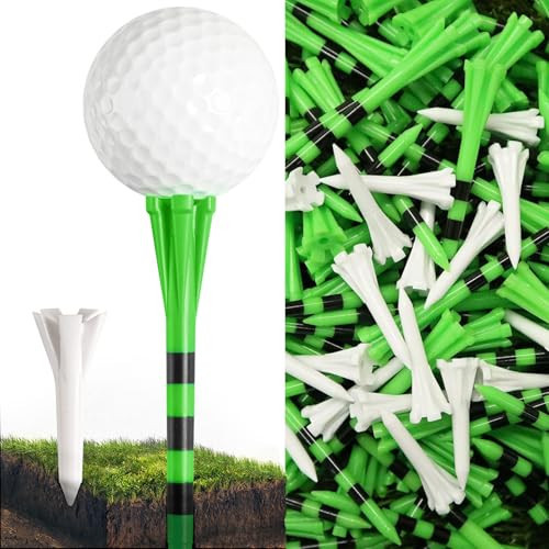 FINGER TEN Golf Tees Plastic 3 1/4 2 3/4 1 1/2 Inch Unbreakable 80 Driver Tees with 20 Iron Tees Mixed Pack, Durable Long Short Golf Tee for Iron Shots Reduce Friction (3 1/4 and 1 1/2 Green) | Amazon (US)