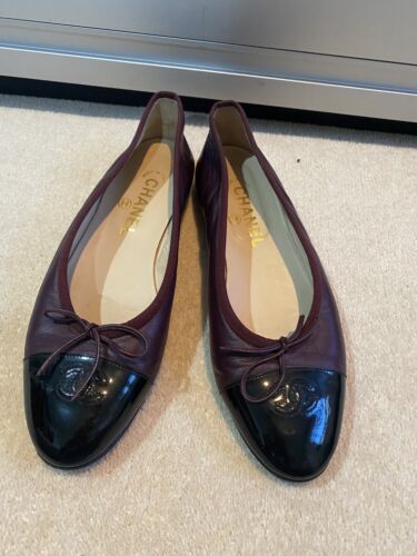 Chanel  Burgundy  Leather Ballet pumps sz 39 UK 6   | eBay | eBay US