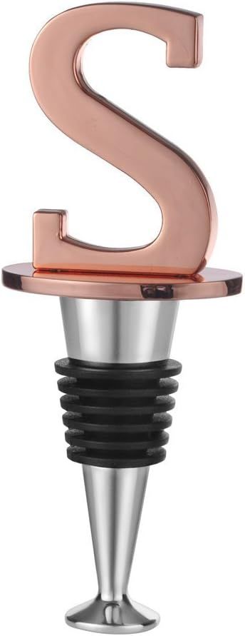 Wine and Beverage Bottle Stopper With Rose Gold Finish,S-Initial (Letter S) | Amazon (US)