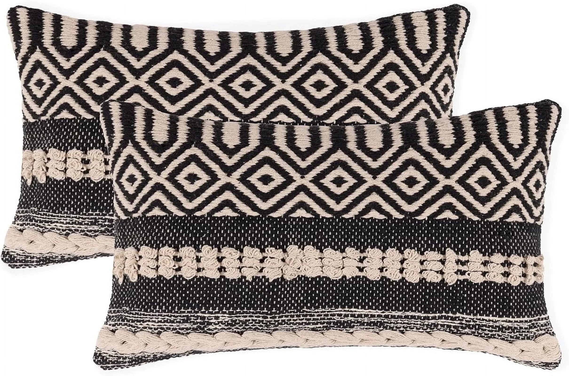 REDEARTH Boho Textured Throw Pillow Cushion Covers - Lumbar Woven Tufted Decorative Farmhouse Cas... | Walmart (US)