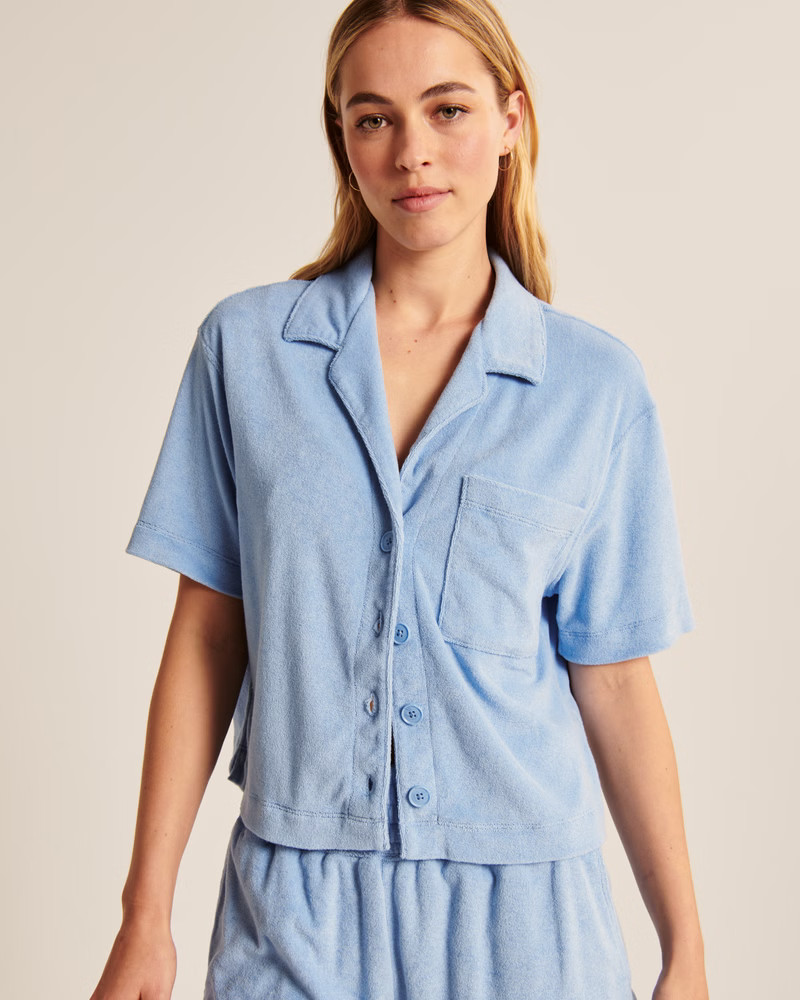 Towel Terry Button-Through Shirt | Abercrombie & Fitch (US)