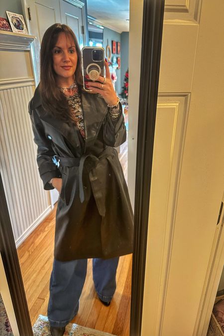 new faux leather trench! got the medium and it’s roomy - so I think it runs a little oversized? it’s giving the matrix but love the vibe! 

#LTKstyletip #LTKover40 #LTKSeasonal