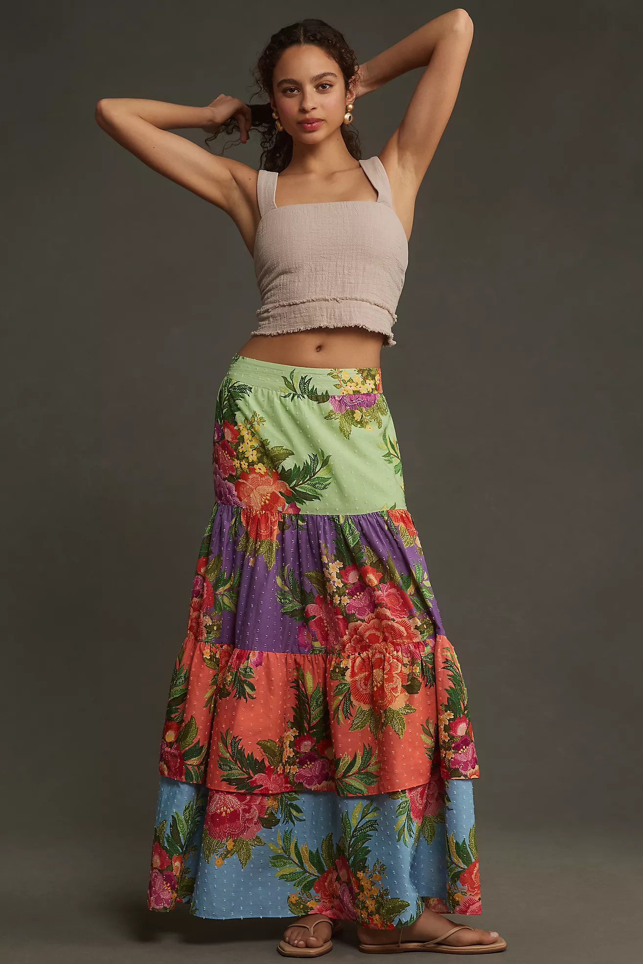 Farm Rio x Anthropologie Tiered Floral Maxi Skirt | Anthropologie (US)
