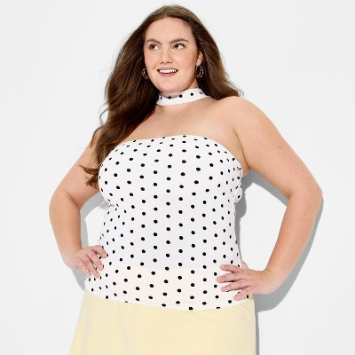Women's Scarf Tube Top - Wild Fable™ White Polka Dots 4X | Target