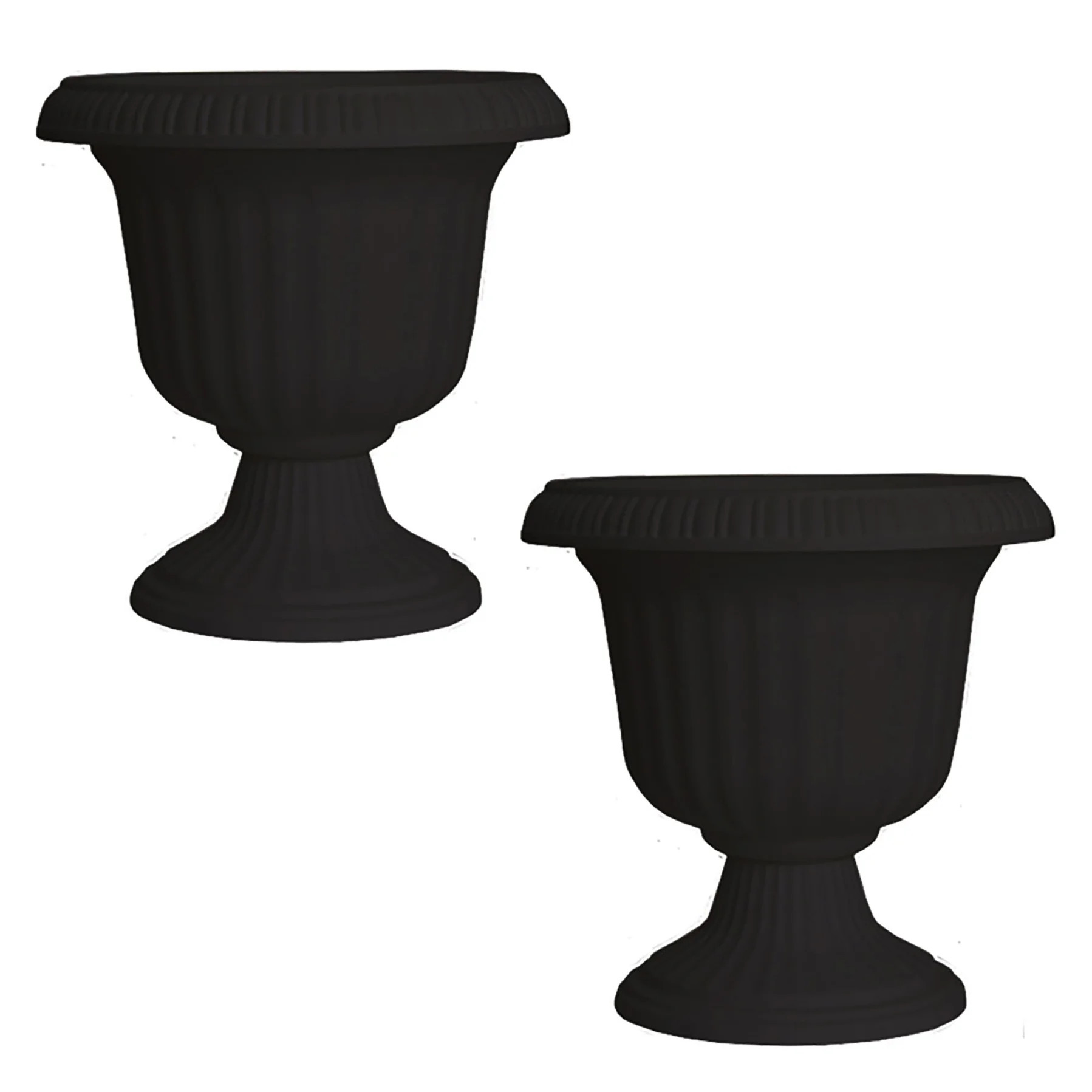 Southern Patio 14" Lightweight Outdoor Utopian Urn Planter, Black (2 Pack) | Walmart (US)
