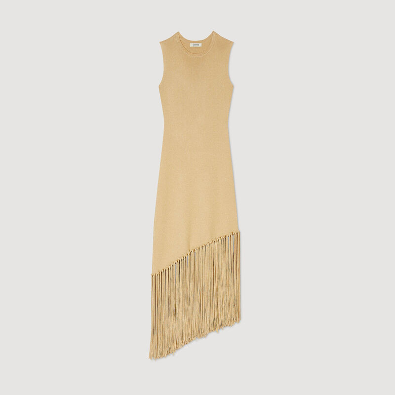 Asymmetrical fringed maxi dress | Sandro US | Sandro-Paris US