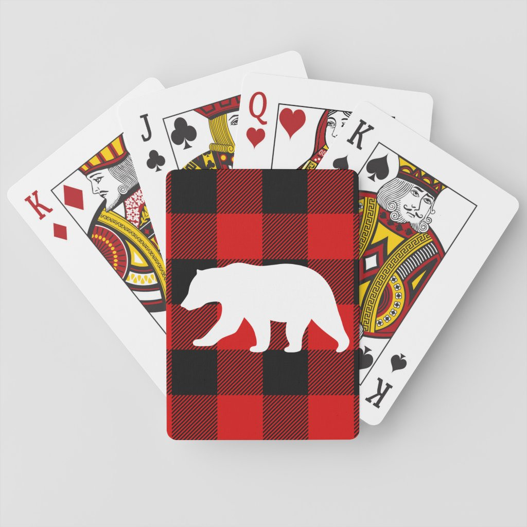 Red Buffalo Plaid & White Bear | Zazzle