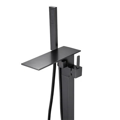 Tub Filler Freestanding Bathtub Faucet Matte Black Floor Mount Tub Faucet Waterfall Free Standing Bathtub Filler High Flow Brass Bath Shower Faucets W | Wayfair North America