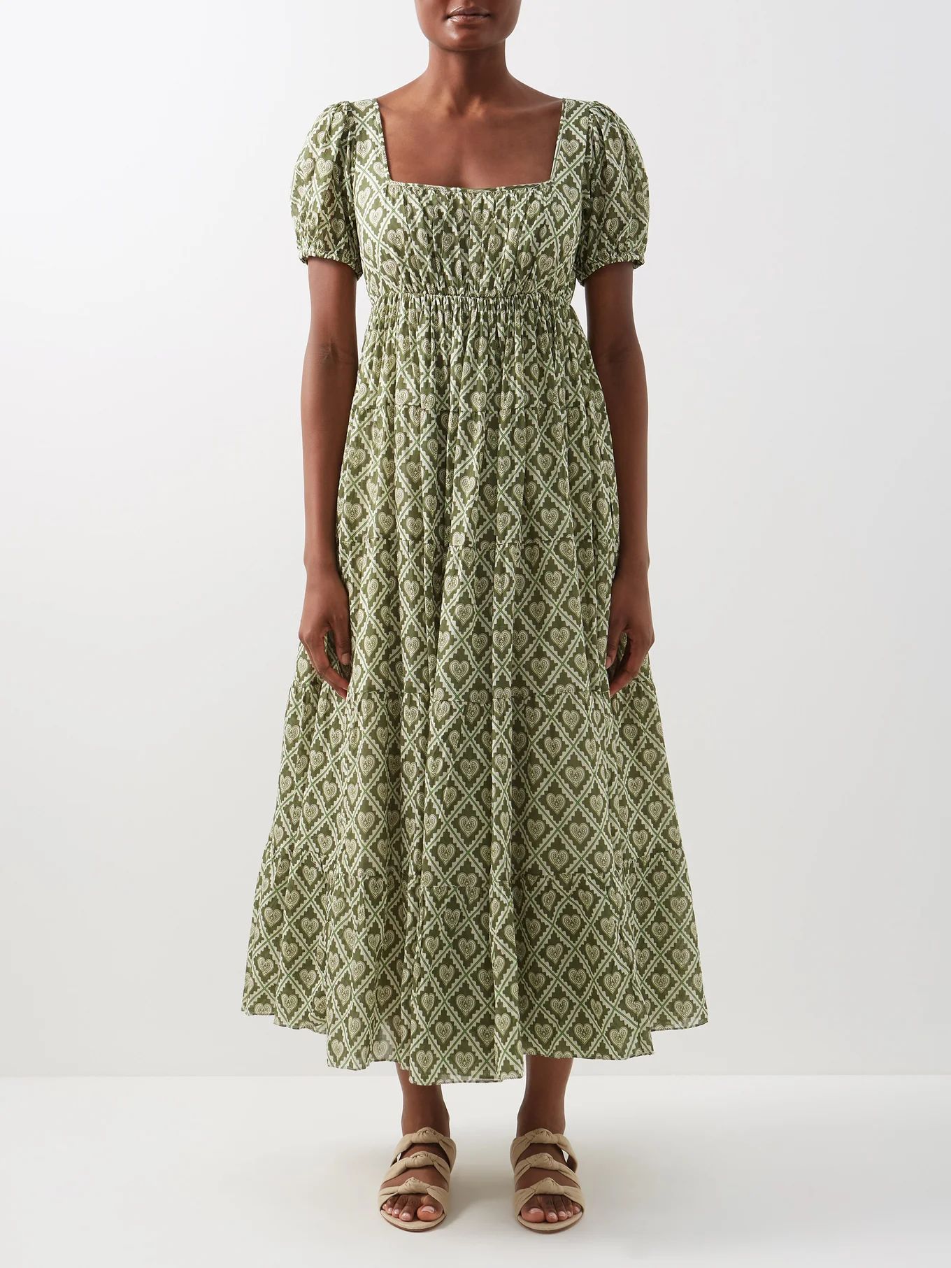 Joanna geometric-print cotton-poplin dress | RHODE | Matches (US)