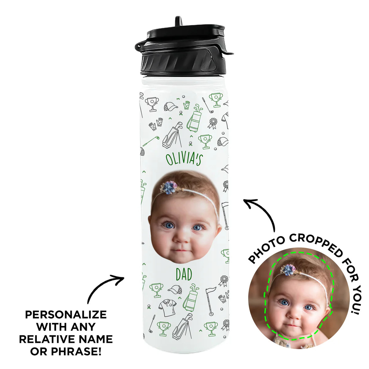 Personalized Golf Water Bottle | Type League Press