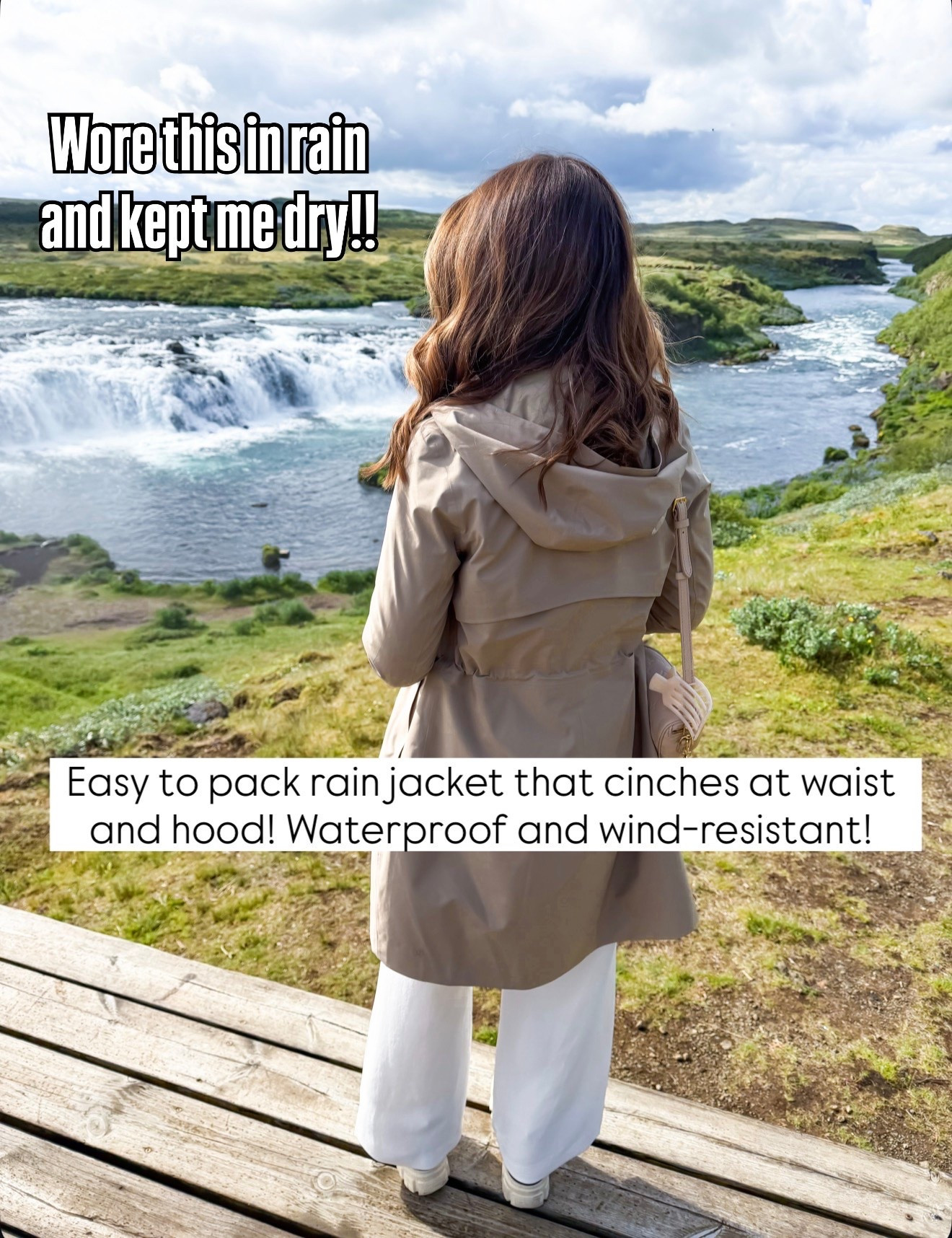 Lululemon Rain Rebel Jacket in size 2. Colors are wacky khaki and light ivory. Water proof and wind resistant - this keeps you very warm! You can cinch in the waist and the hood. Has zippered pockets on the inside and outside. Iceland outfit. Europe outfit. Switzerland outfit.

#LTKootd #LTKTravel #LTKgrwm