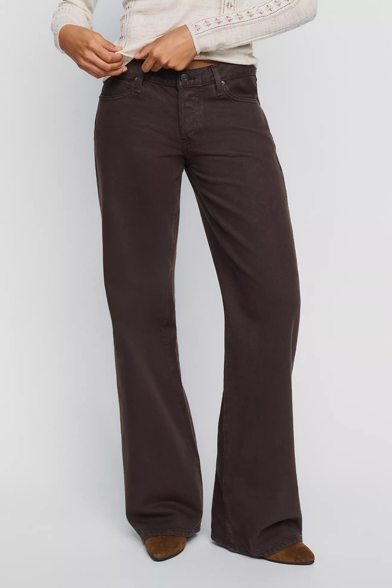 The Gray Low Rise Wide Leg Flare Jeans | Anthropologie (US)
