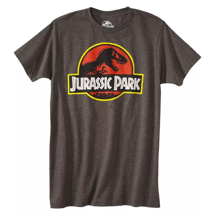 Men's Jurassic Park Short Sleeve Graphic T-Shirt Charcoal Heather | Target