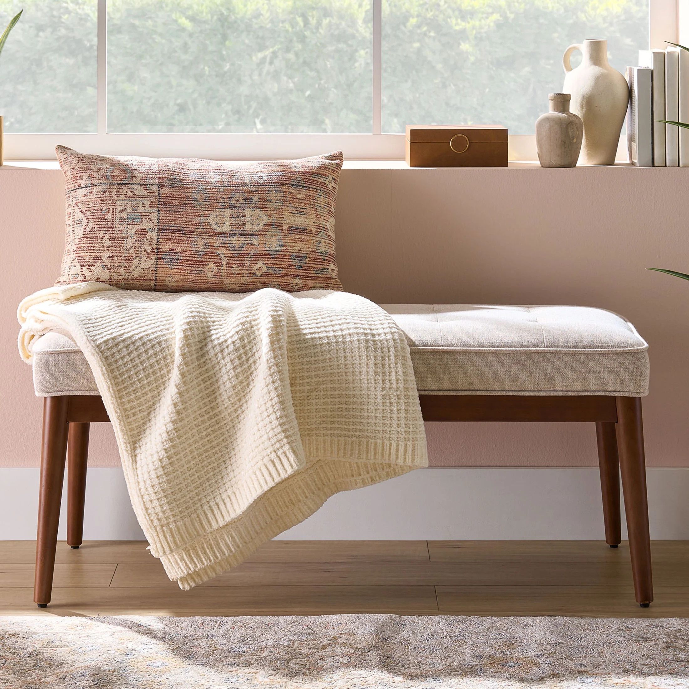 Better Homes & Gardens Colton 44" Upholstered Accent Bench, Cream | Walmart (US)